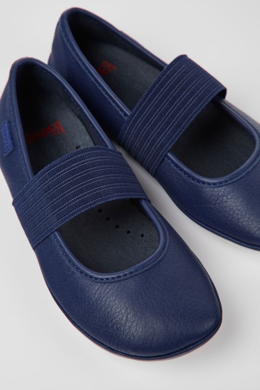 Kids CamperLab Ballerinas | Blue Leather Ballerinas For Kids