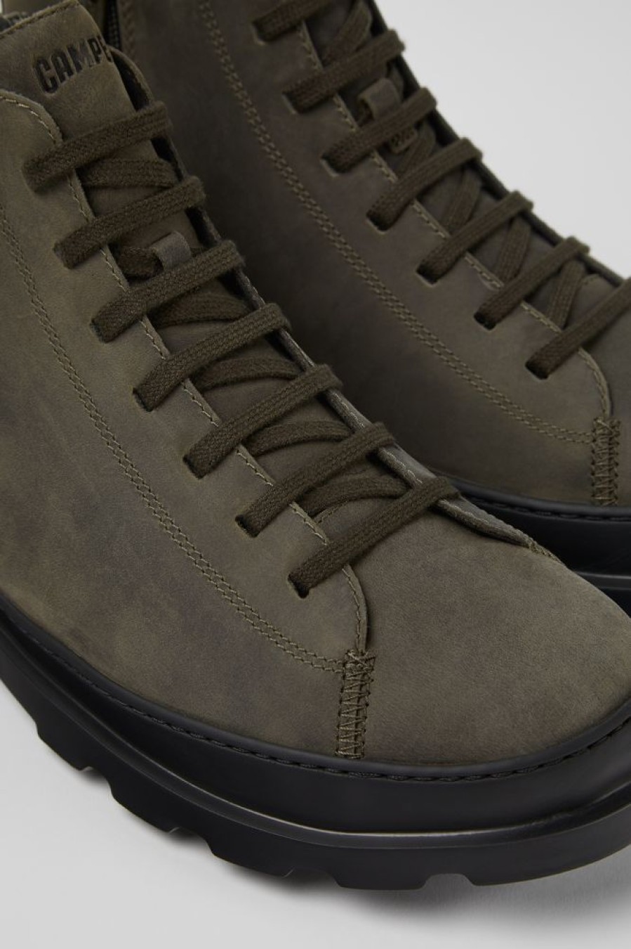 Men CamperLab Formal Shoes | Dark Green Nubuck Ankle Boots For Men