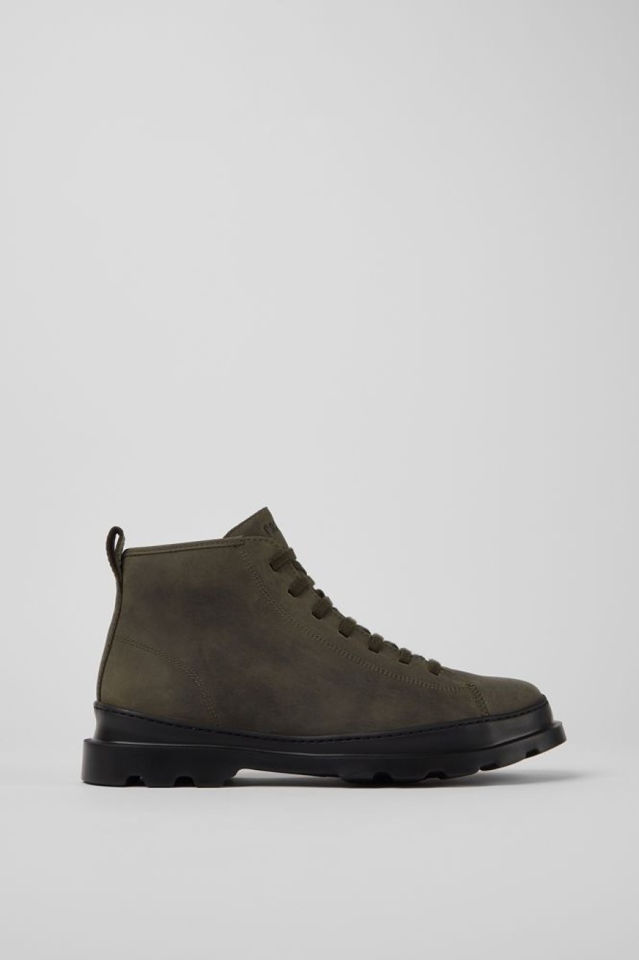 Men CamperLab Formal Shoes | Dark Green Nubuck Ankle Boots For Men