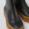 Kids CamperLab Boots | Black Leather Zip-Up Boots