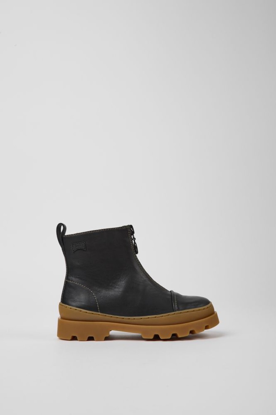 Kids CamperLab Boots | Black Leather Zip-Up Boots