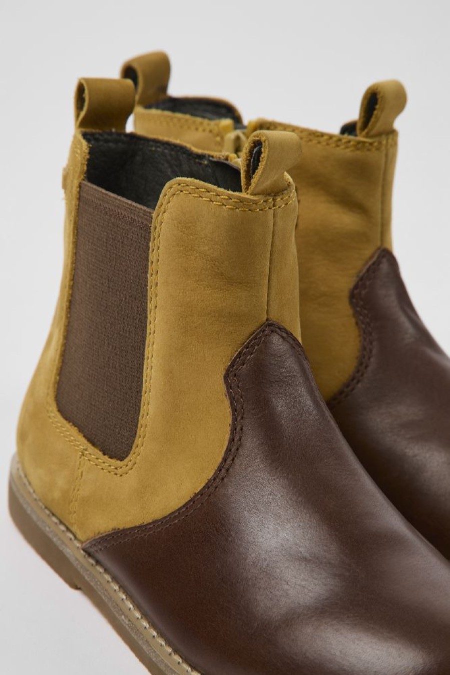 Kids CamperLab Boots | Brown Nubuck And Leather Ankle Boots For Kids