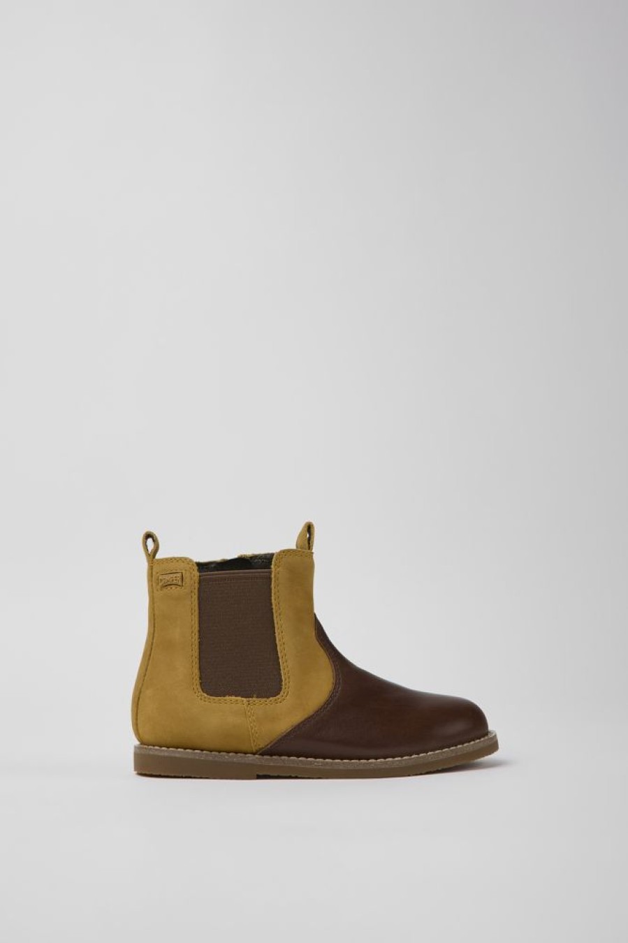 Kids CamperLab Boots | Brown Nubuck And Leather Ankle Boots For Kids