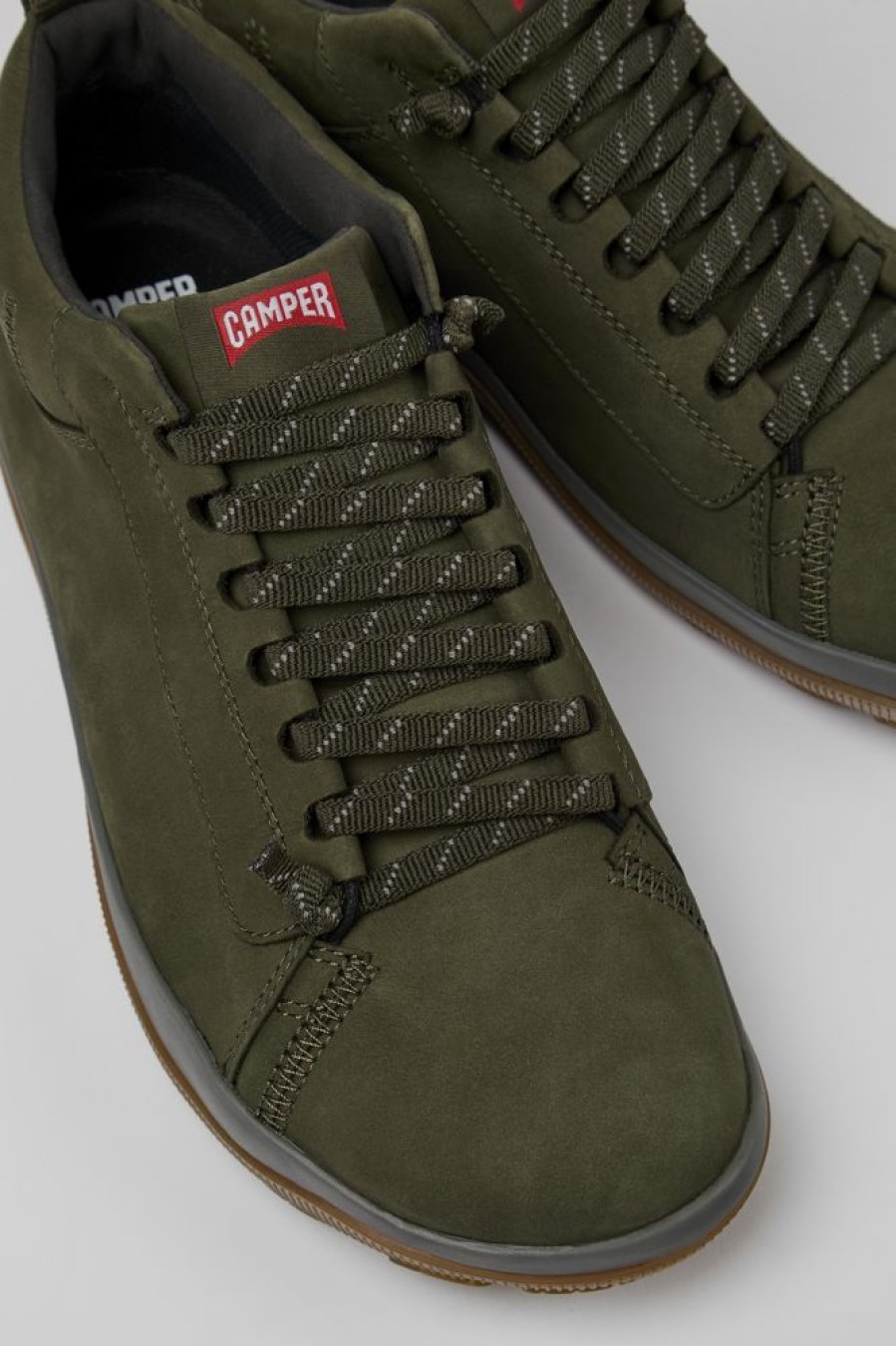 Men CamperLab Casual Shoes | Green Nubuck Shoes For Men