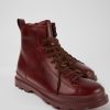 Men CamperLab Formal Shoes | Burgundy Leather Ankle Boots For Men