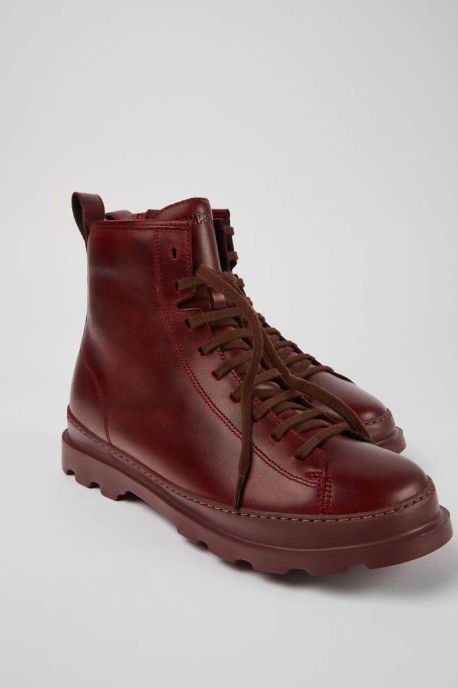 Men CamperLab Formal Shoes | Burgundy Leather Ankle Boots For Men