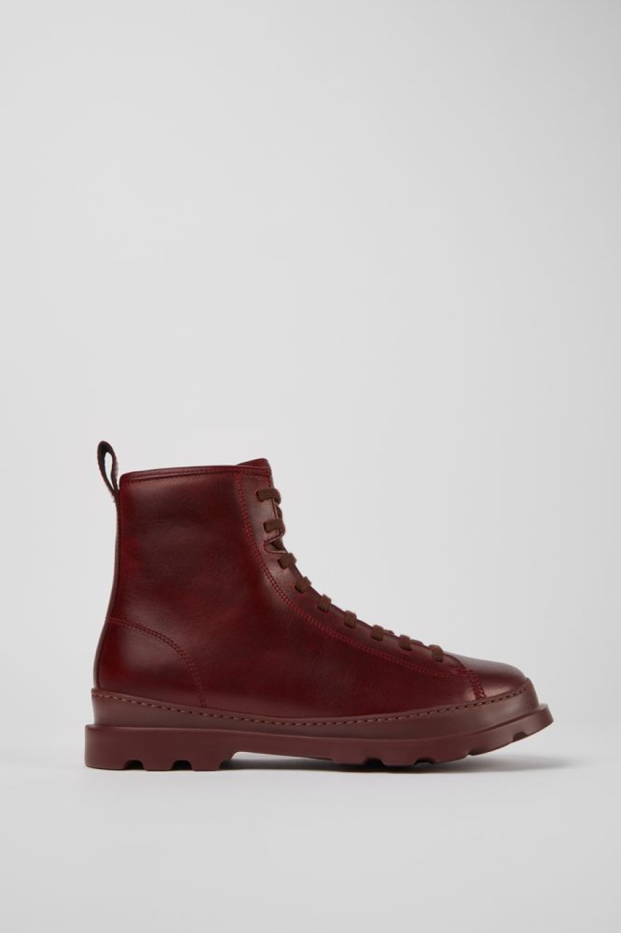 Men CamperLab Formal Shoes | Burgundy Leather Ankle Boots For Men