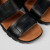 Men CamperLab Sandals | Black Leather 2-Strap Sandal For Men