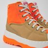 Women CamperLab Ankle Boots | Orange And Beige Ankle Boots For Women