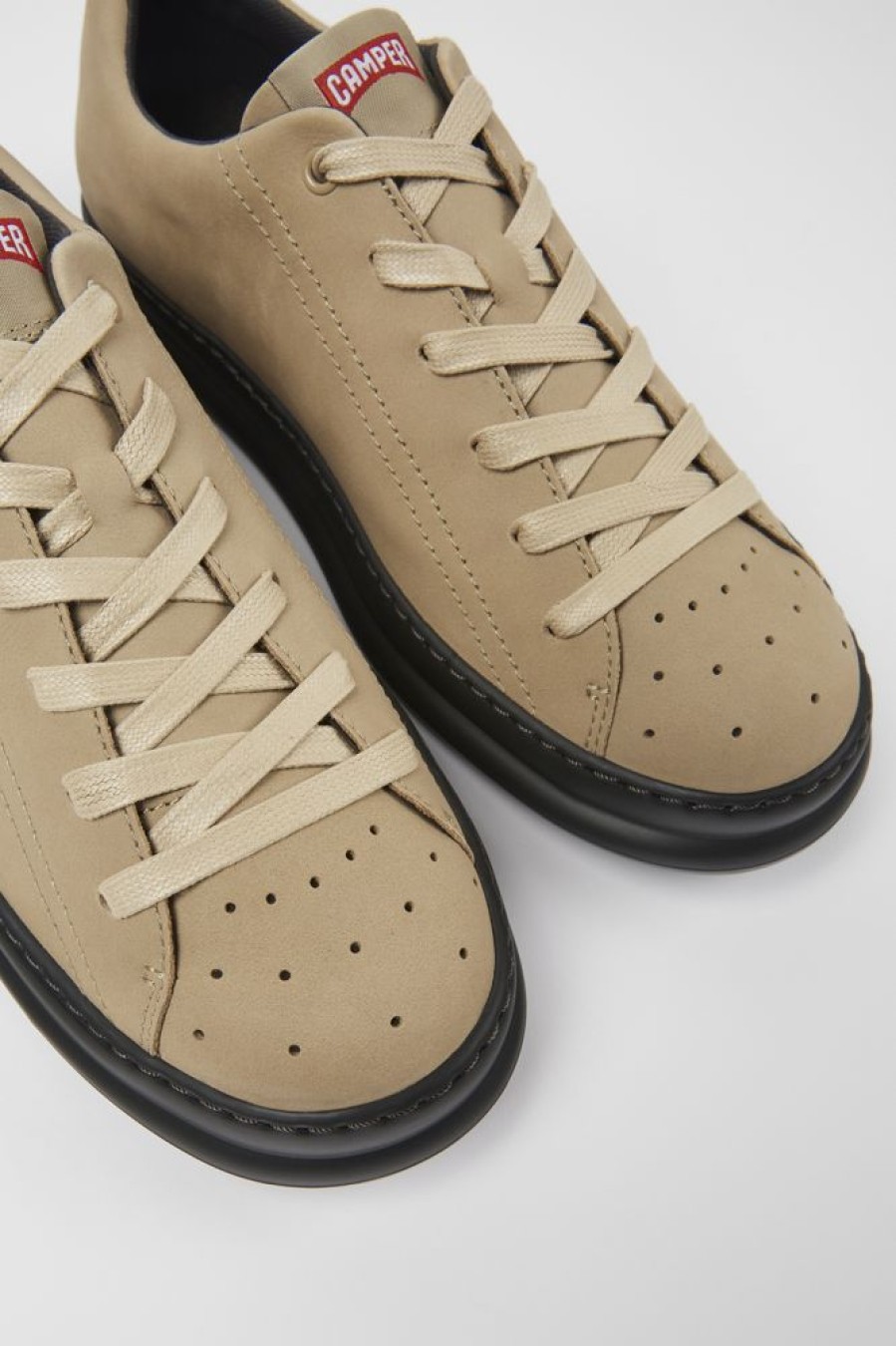 Men CamperLab Casual Shoes | Beige Nubuck Sneakers For Men