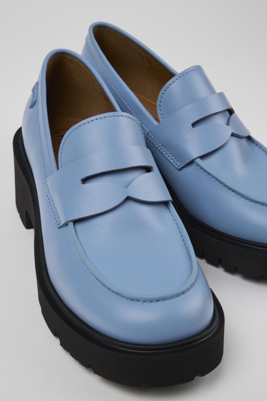 Women CamperLab Formal Shoes | Blue Leather Loafer For Women