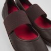 Women CamperLab Flat Shoes | Burgundy Leather Ballerinas For Women