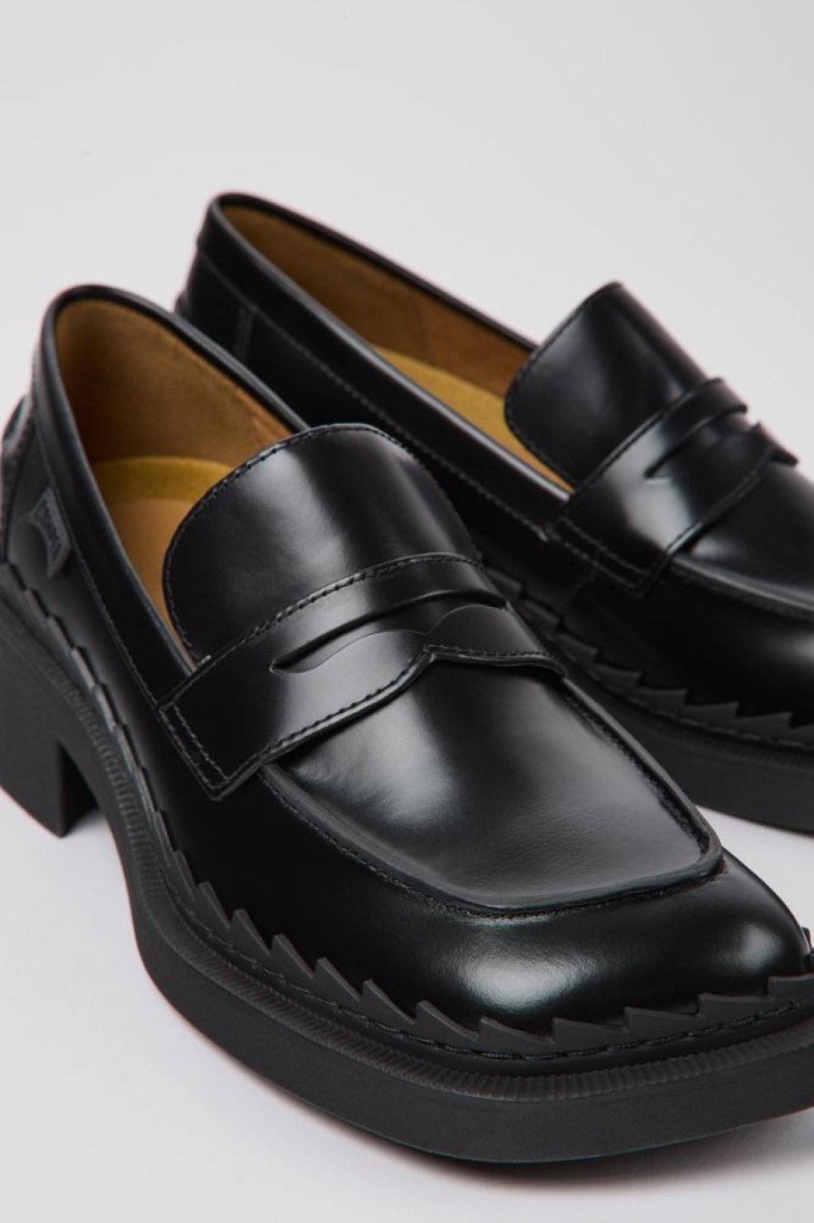 Women CamperLab Formal Shoes | Black Leather Loafers For Women