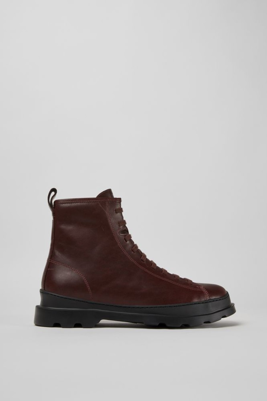 Men CamperLab Formal Shoes | Burgundy Leather Lace-Up Boots