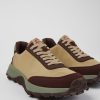 Men CamperLab Casual Shoes | Beige Recycled Pet And Nubuck Sneakers For Men