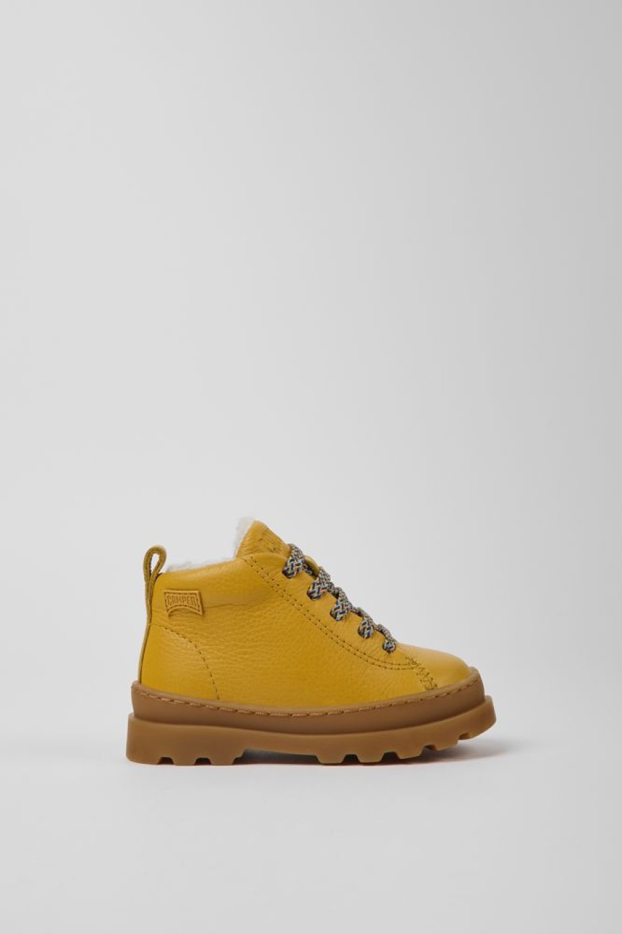 Kids CamperLab Boots | Yellow Leather Lace-Up Boots