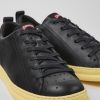 Men CamperLab Sneakers | Black And Yellow Leather Sneakers For Men