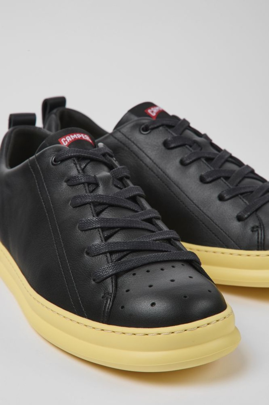 Men CamperLab Sneakers | Black And Yellow Leather Sneakers For Men