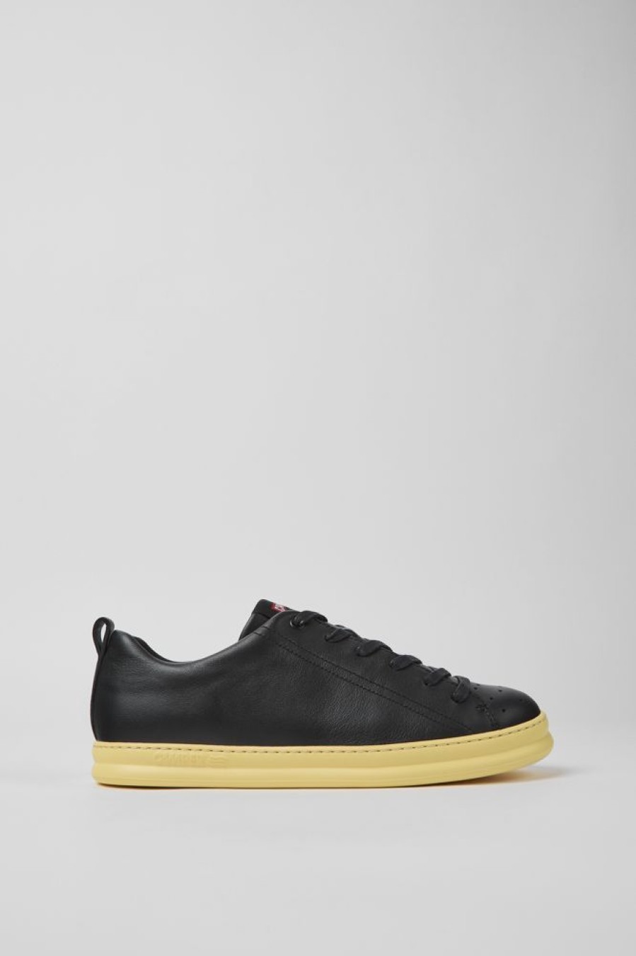 Men CamperLab Sneakers | Black And Yellow Leather Sneakers For Men