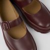 Women CamperLab Formal Shoes | Burgundy Leather Mary Jane Flats For Women