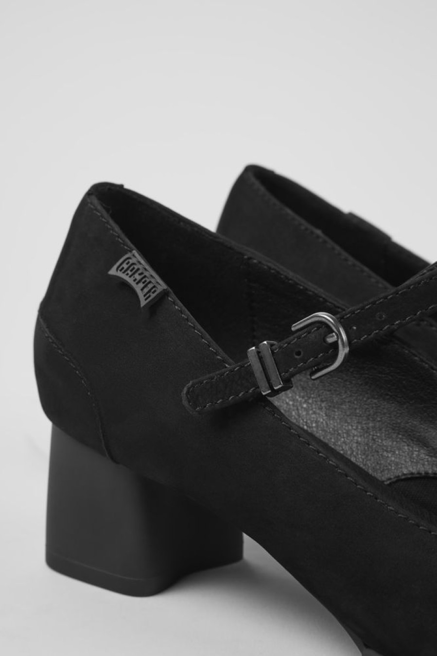 Women CamperLab Formal Shoes | Black Nubuck Mary Jane Heels