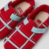 Kids CamperLab Hook And Loop | Red Natural Wool Slippers