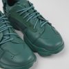 Men CamperLab Sneakers | Green Leather And Textile Sneakers For Men