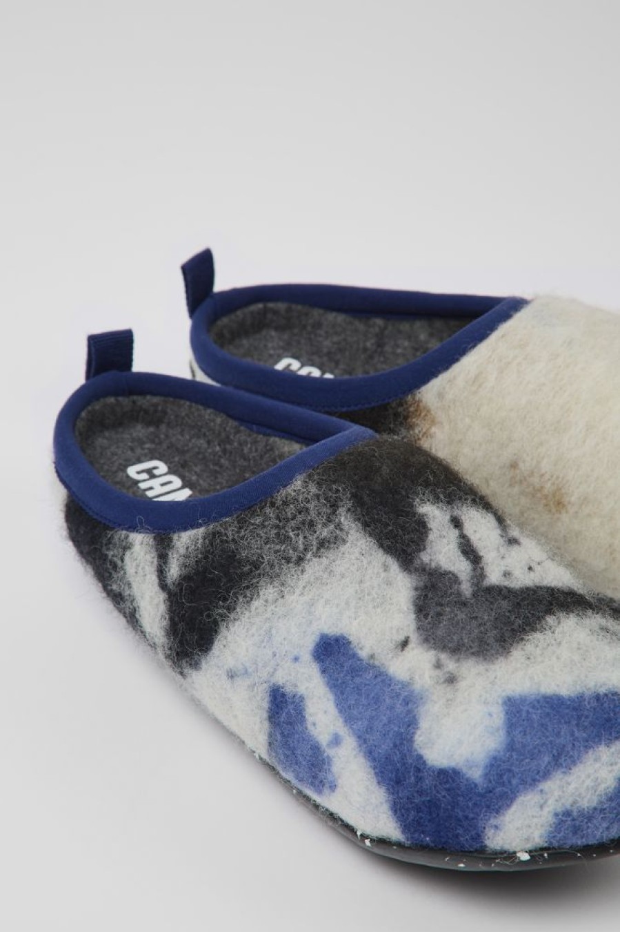 Women CamperLab Slippers | Blue, Black, And White Recycled Wool Slippers For Women