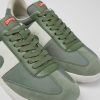 Men CamperLab Casual Shoes | Green Textile And Leather Sneakers For Men