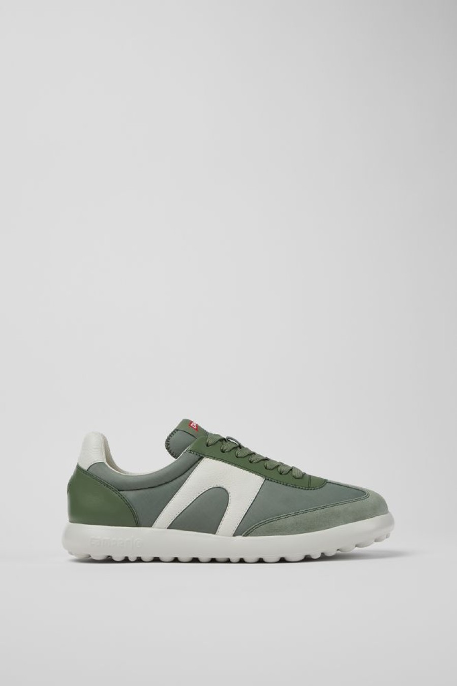 Men CamperLab Casual Shoes | Green Textile And Leather Sneakers For Men