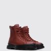 Women CamperLab Ankle Boots | Red-Brown Medium Lace Boot For Women