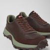 Men CamperLab Casual Shoes | Burgundy Leather And Nubuck Sneakers For Men