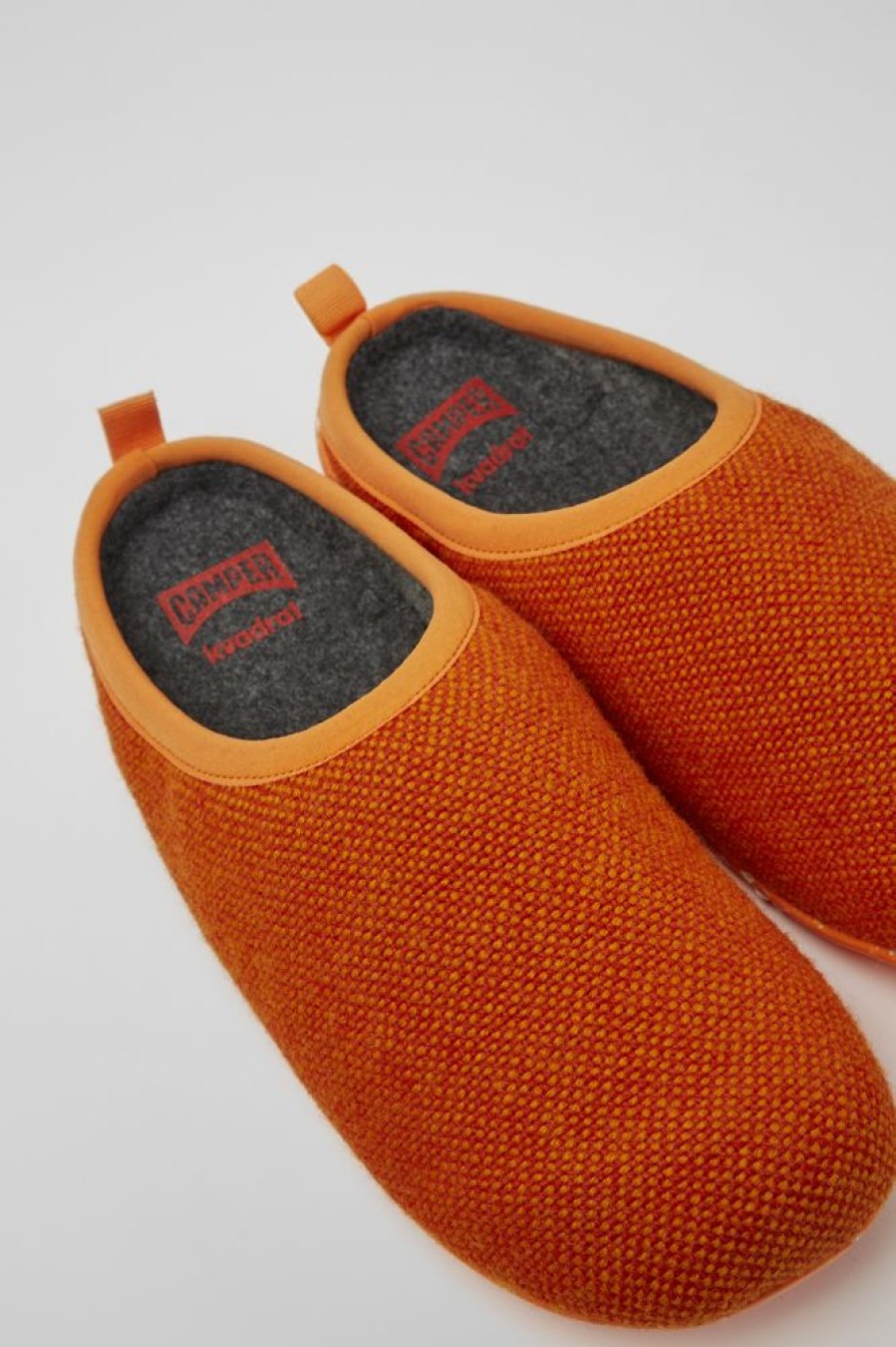 Men CamperLab Slippers | Orange Wool And Viscose Slippers For Men