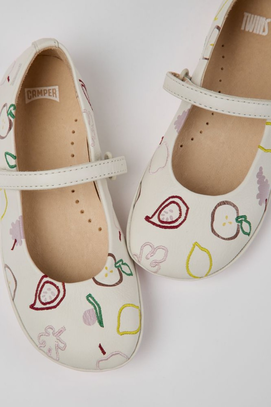 Kids CamperLab Ballerinas | White Leather Ballerinas For Girls