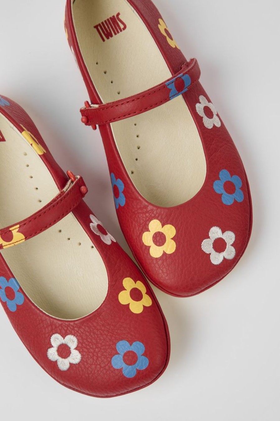 Kids CamperLab Ballerinas | Red Leather Ballerinas For Kids