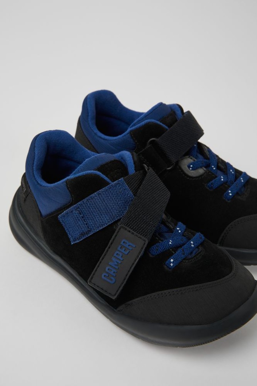 Kids CamperLab Sneakers | Black, Blue, And Grey Nubuck And Textile Shoes