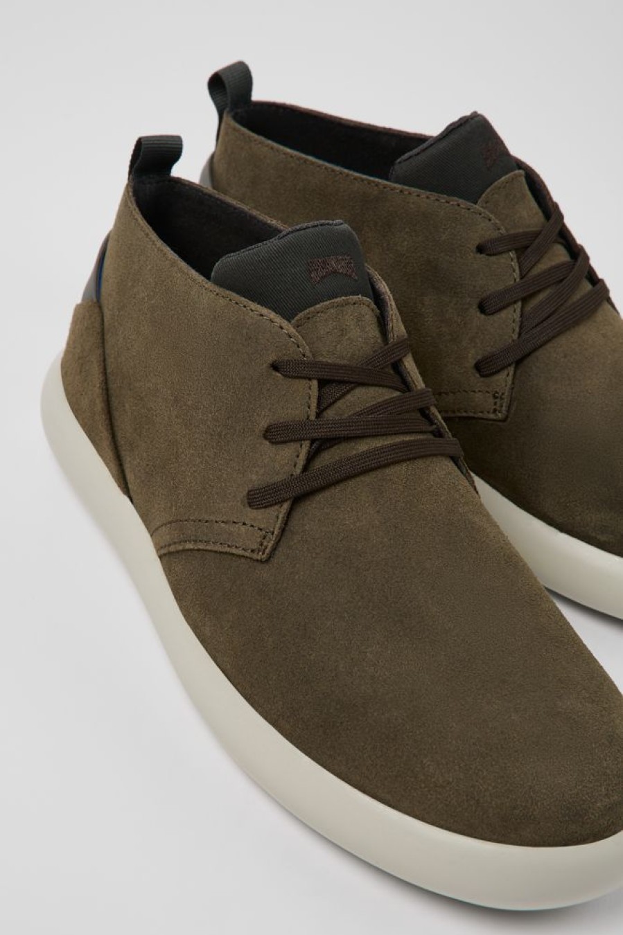 Men CamperLab Ankle Boots | Green Nubuck Sneakers For Men