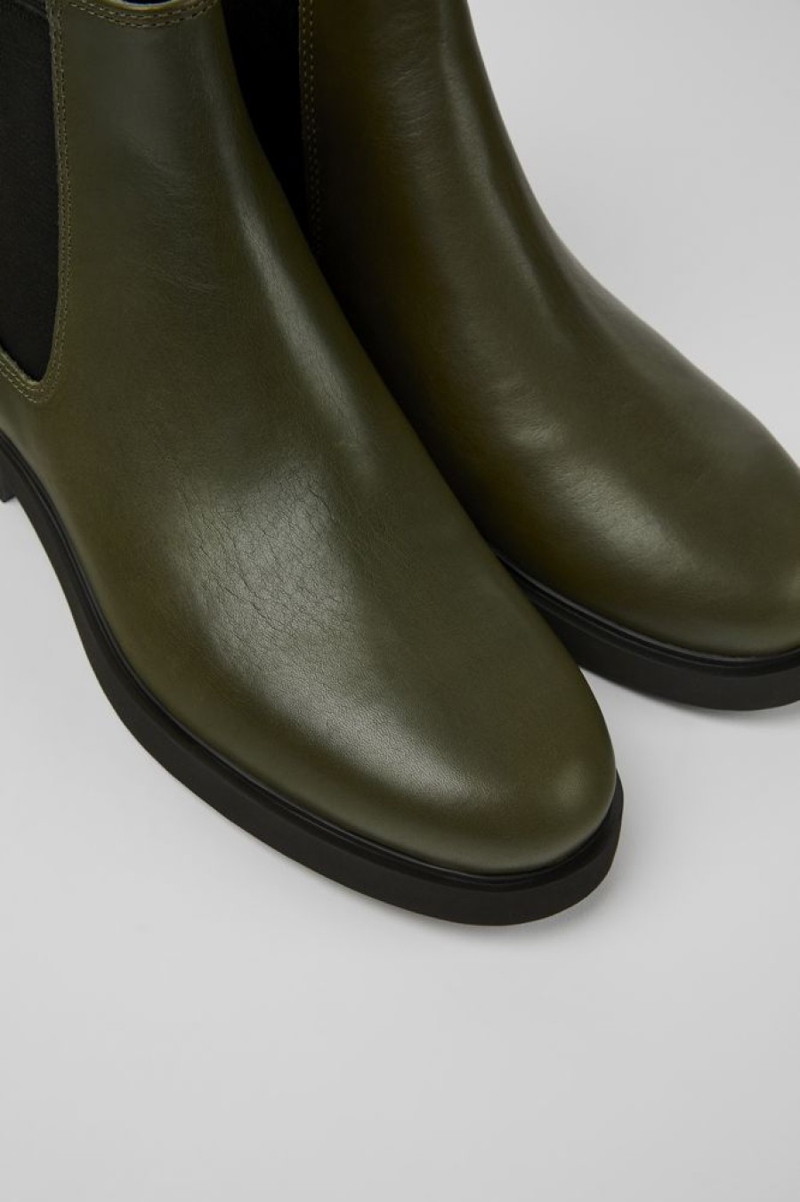 Women CamperLab Ankle Boots | Dark Green Leather Chelsea Boots For Women