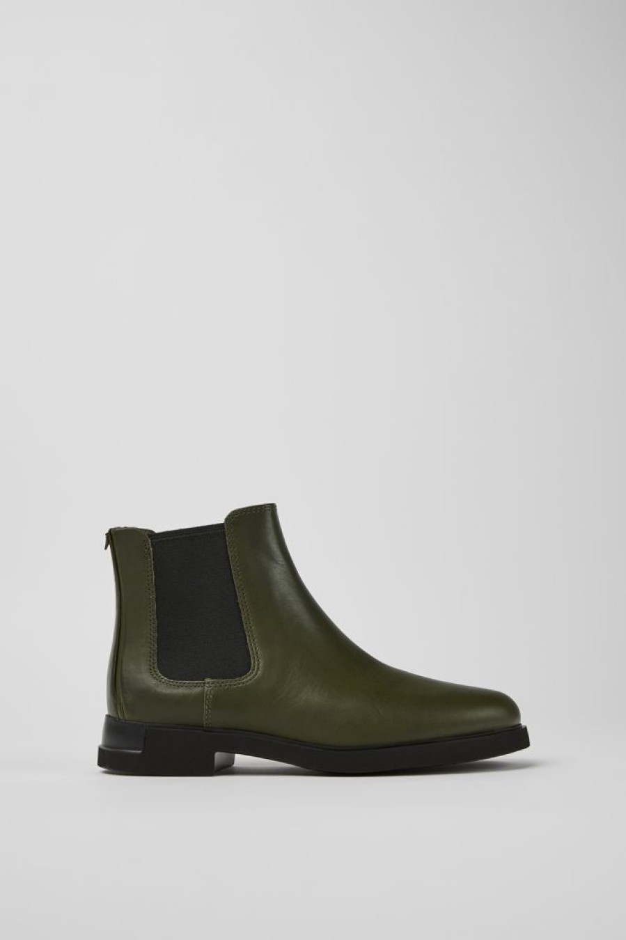 Women CamperLab Ankle Boots | Dark Green Leather Chelsea Boots For Women