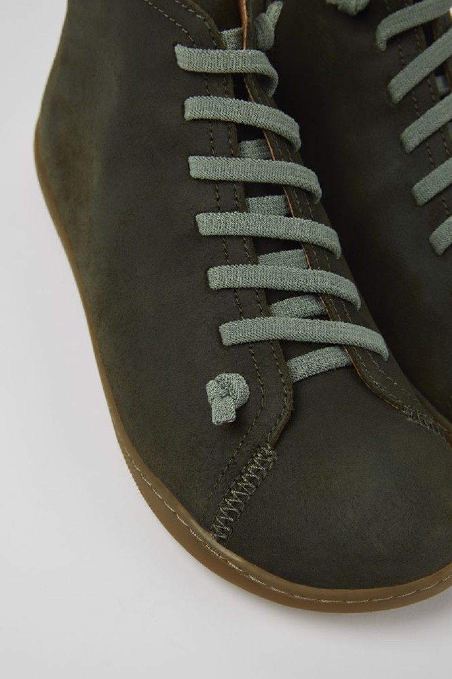 Men CamperLab Casual Shoes | Green-Gray Nubuck Ankle Boots For Men