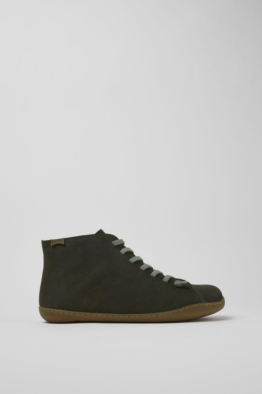 Men CamperLab Casual Shoes | Green-Gray Nubuck Ankle Boots For Men