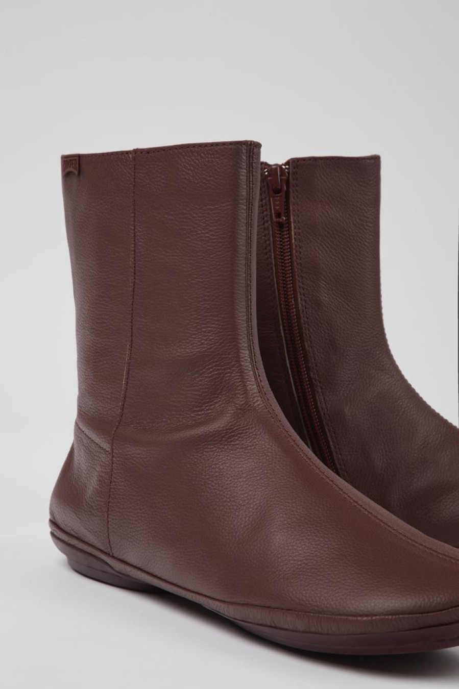 Women CamperLab Ankle Boots | Burgundy Leather Boots For Women