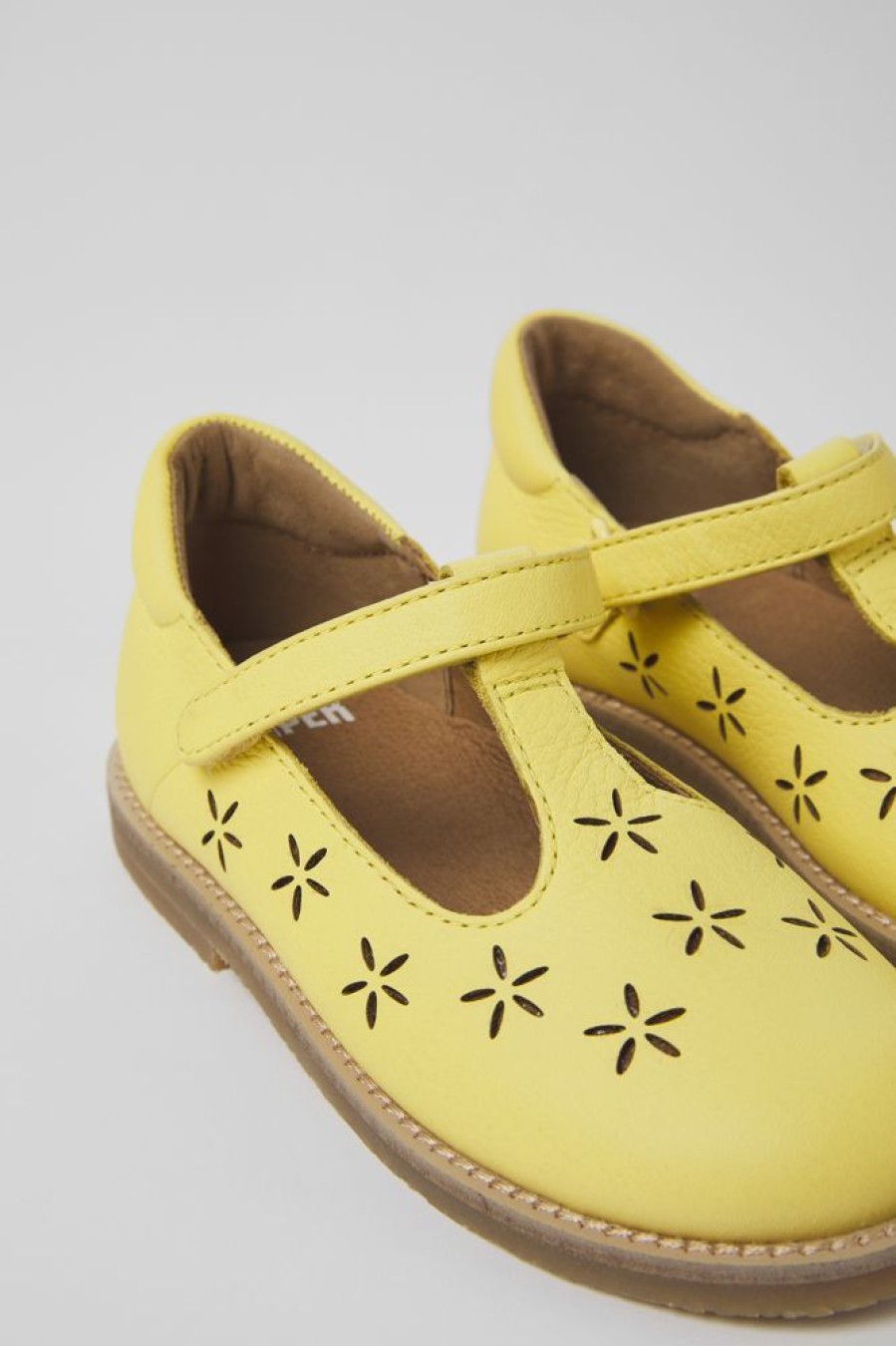 Kids CamperLab Hook And Loop | Yellow Leather Shoes For Kids