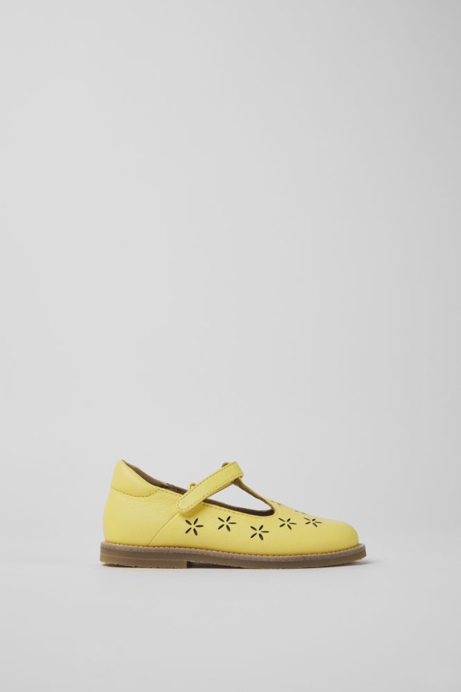 Kids CamperLab Hook And Loop | Yellow Leather Shoes For Kids