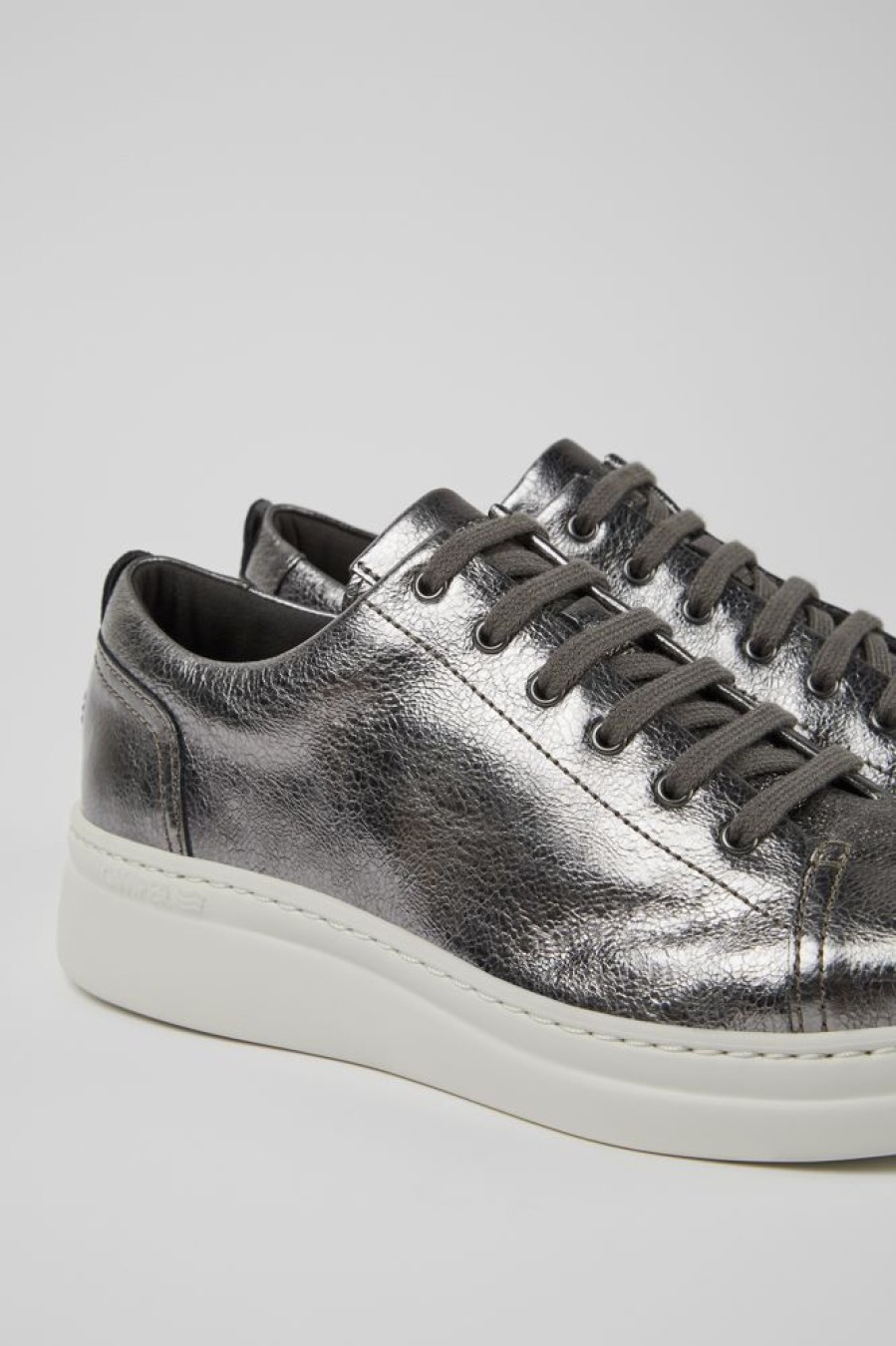 Women CamperLab Sneakers | Gray Metallic Leather Sneakers For Women