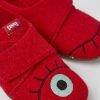 Kids CamperLab Hook And Loop | Red Natural Wool Slippers