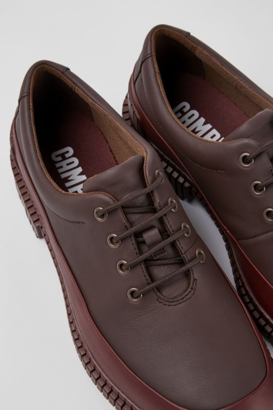 Men CamperLab Formal Shoes | Burgundy Leather Lace-Up Shoes