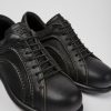 Men CamperLab Casual Shoes | Black Vegetable Tanned Leather Shoes For Men