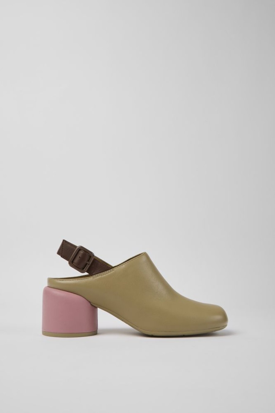 Women CamperLab Heels | Beige Leather Heels For Women