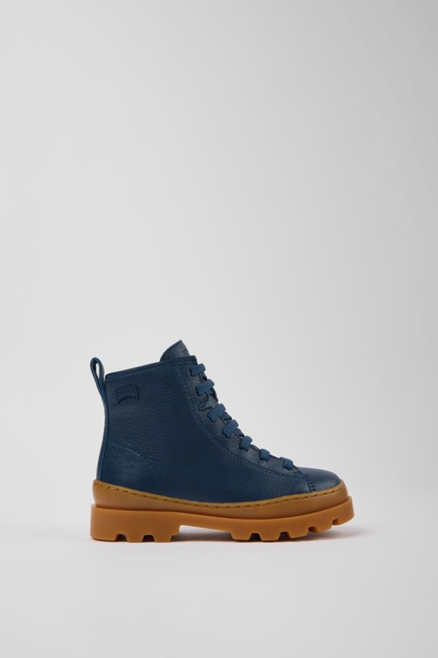 Kids CamperLab Boots | Dark Blue Leather Ankle Boots For Kids